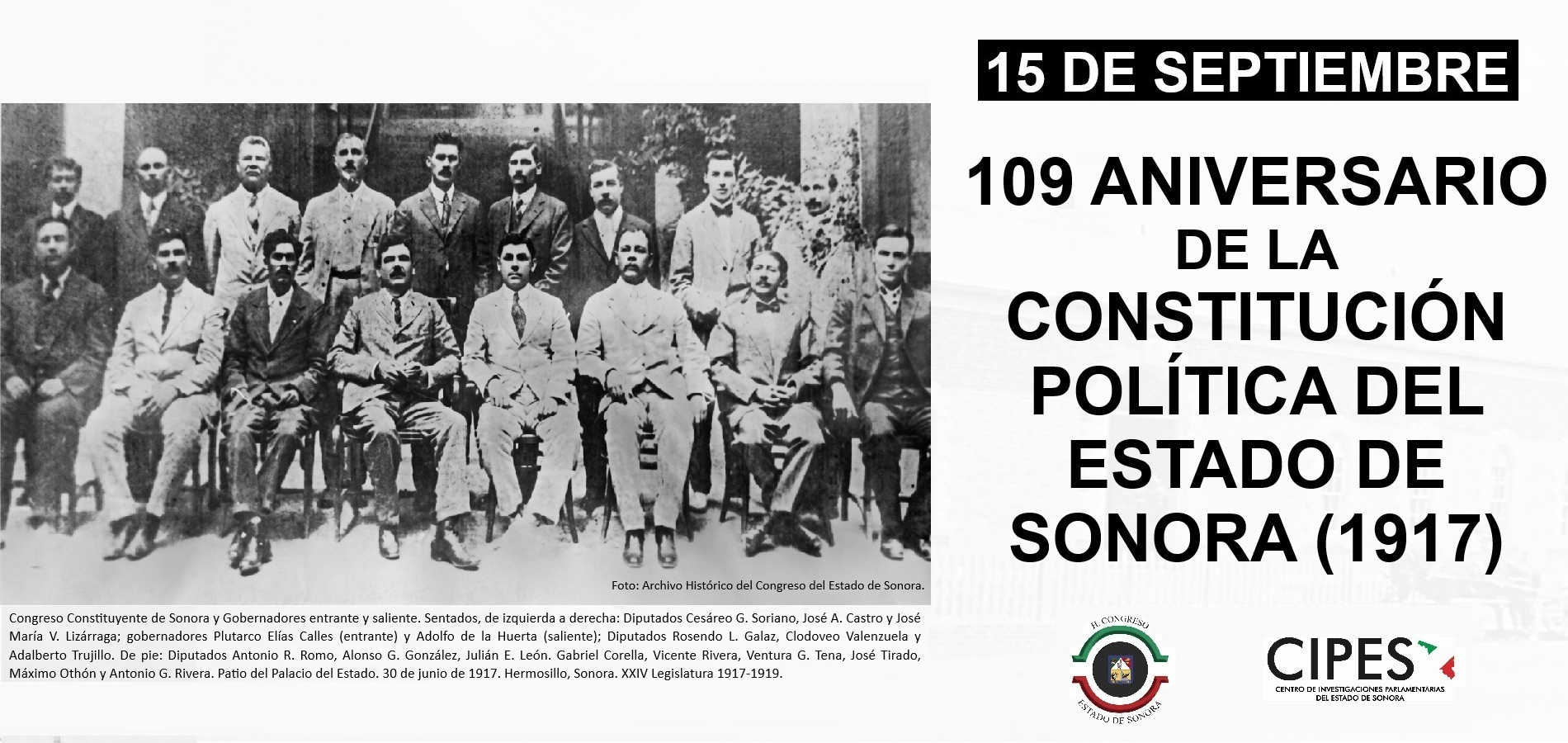 Imagen de 109 ANIVERSARIO DE LA CONSTITUCIÓN POLÍTICA DEL ESTADO DE SONORA (1917)