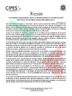Primera página del PDF: ANIVERSARIO DE PROMULGACIÓN DE LA CONSTITUCIÓN DE 1857 Y DE LA CONSTITUCIÓN DE 1917