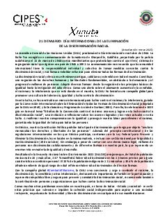 Primera página del PDF: DÍA INTERNACIONAL DE LA ELIMINACIÓN DE LA DISCRIMINACIÓN RACIAL