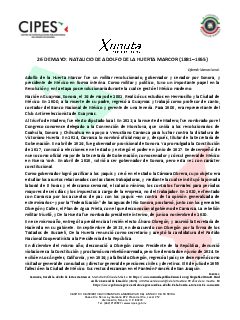 Primera página del PDF: NATALICIO DE ADOLFO DE LA HUERTA MARCOR (1881)