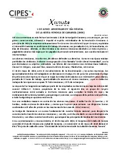 Primera página del PDF: ANIVERSARIO Y DÍA ESTATAL DE LA GESTA HEROICA DE CANANEA (1906)