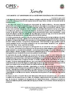 Primera página del PDF: ANIVERSARIO DE LA CATÁSTROFE ECOLÓGICA DEL RÍO SONORA (2014)