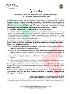 Primera página del PDF: PROCLAMACIÓN DE LOS SENTIMIENTOS DE LA NACIÓN, POR JOSÉ MARÍA MORELOS (1813)
