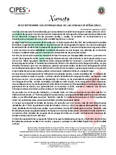 Primera página del PDF: DÍA INTERNACIONAL DE LAS LENGUAS DE SEÑAS