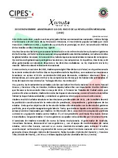 Primera página del PDF: ANIVERSARIO DEL INICIO DE LA REVOLUCIÓN MEXICANA (1910)